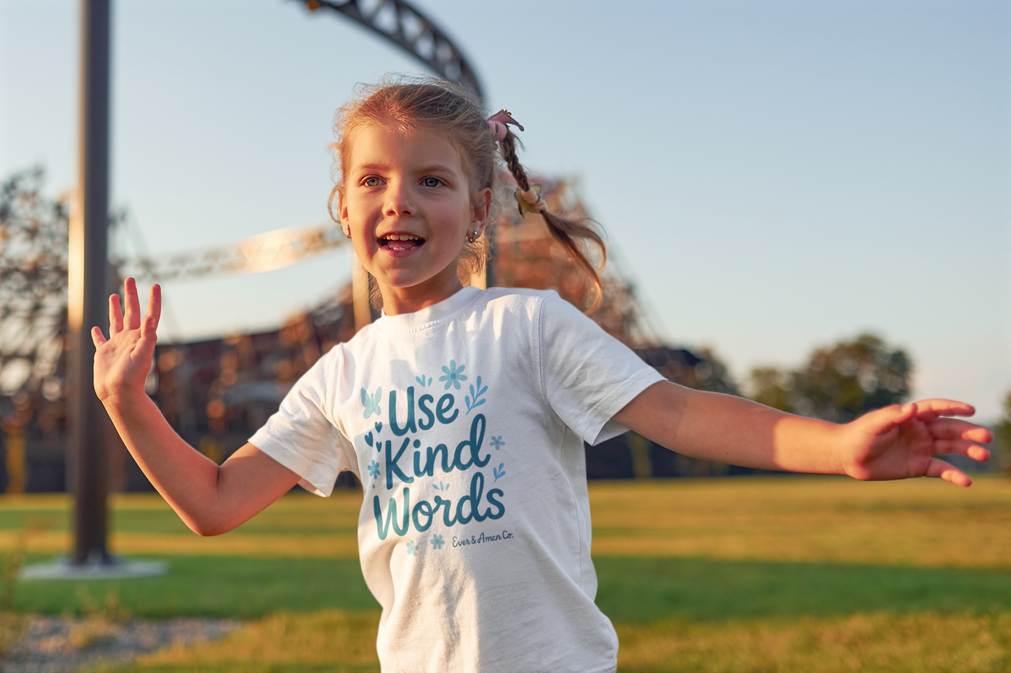 Girls "Use kind words Blue" Tee