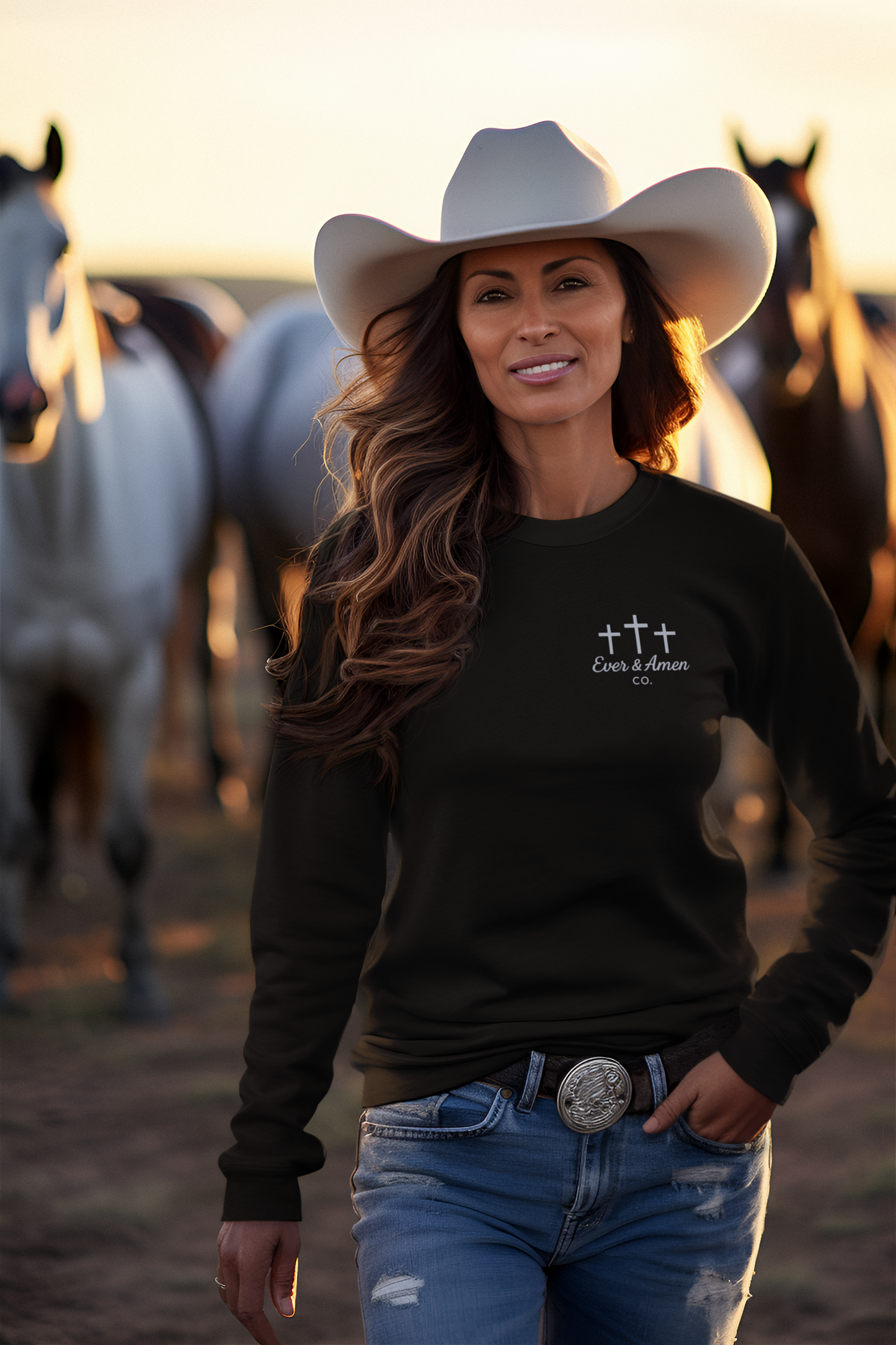 Unisex "Pocket Triple Cross" Premium Crew Neck Sweatshirt