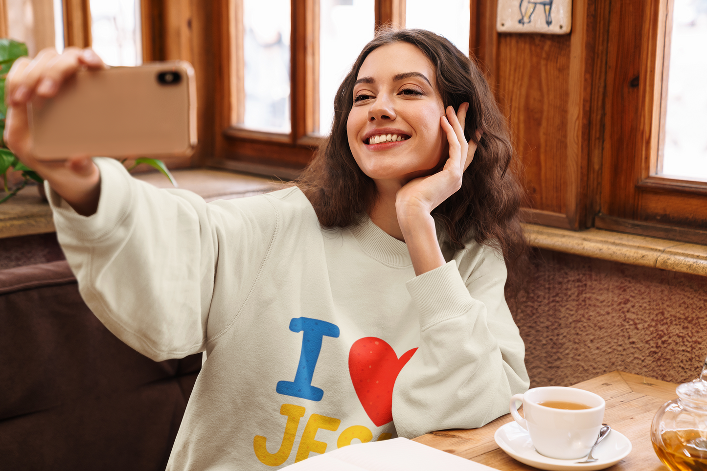 I Love Jesus sweatshirt for men and women, cozy Christian clothing
