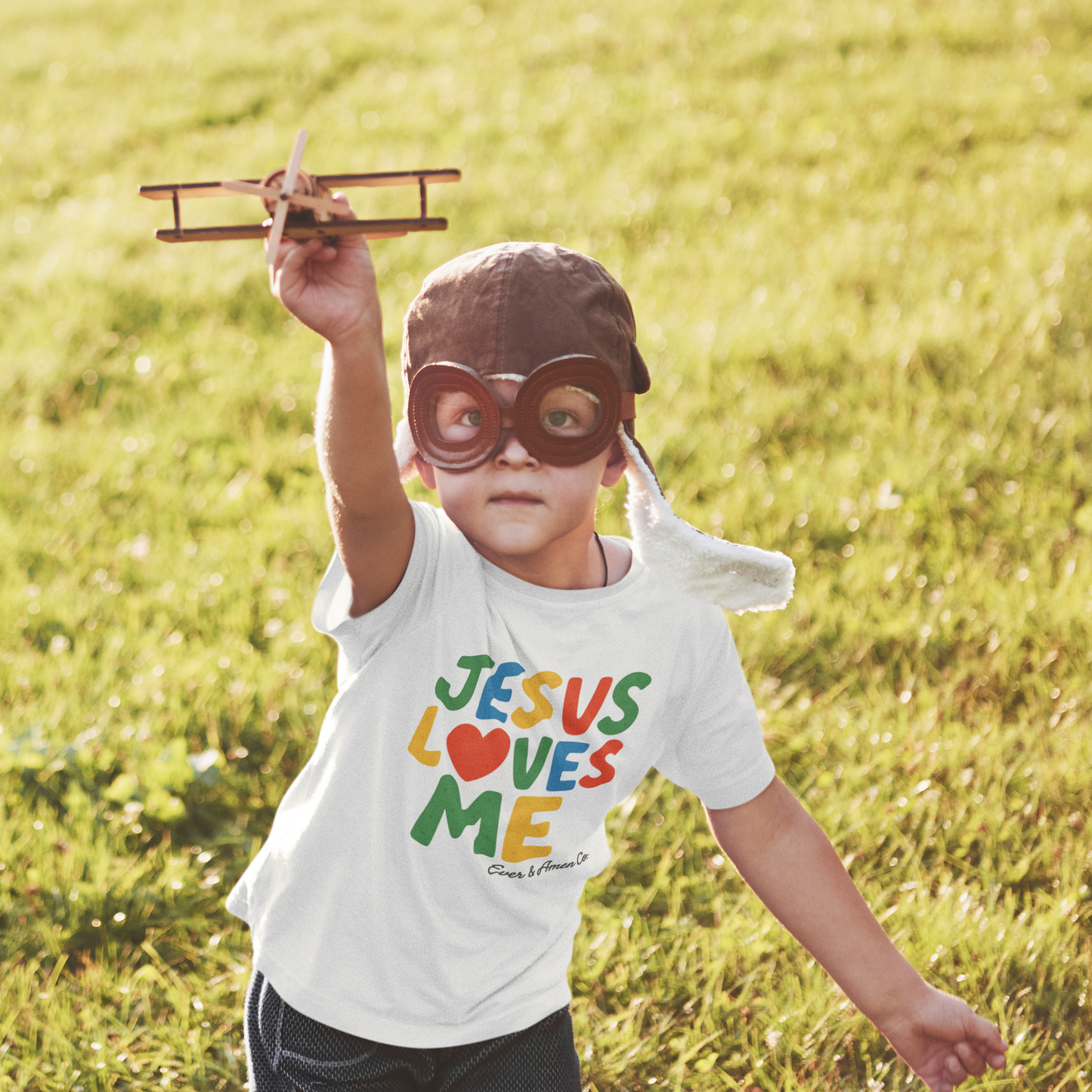 Jesus Loves Me kids tee in soft cotton, faith-based clothing for boys and girls
