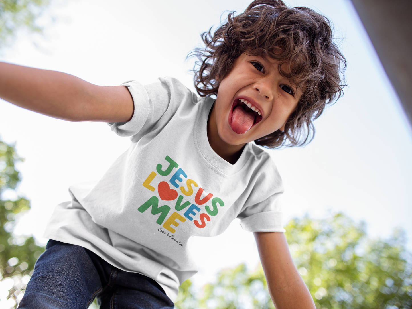 Ever and Amen Co. Jesus Loves Me kids tee, Christian clothing for children
