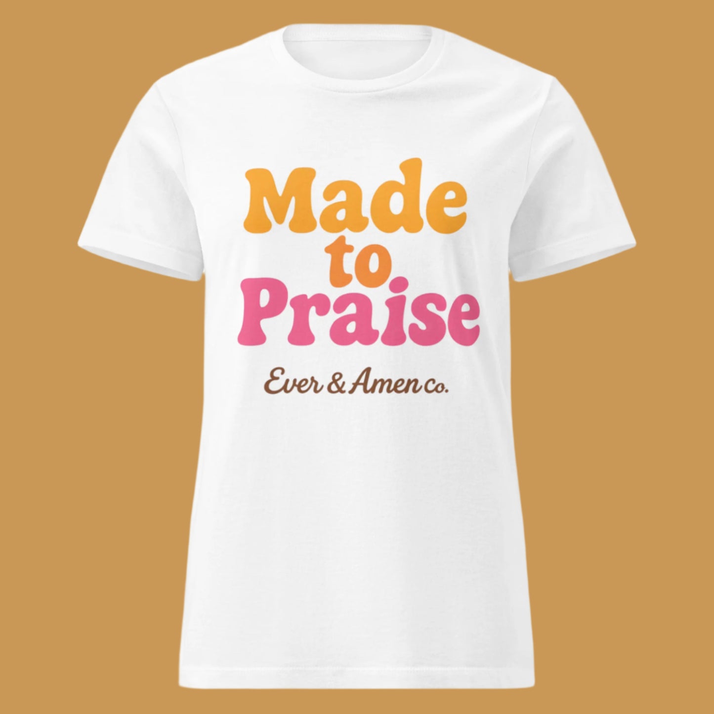 Women’s praise and worship shirt with “Made to Praise” text. Perfect for church or everyday wear.