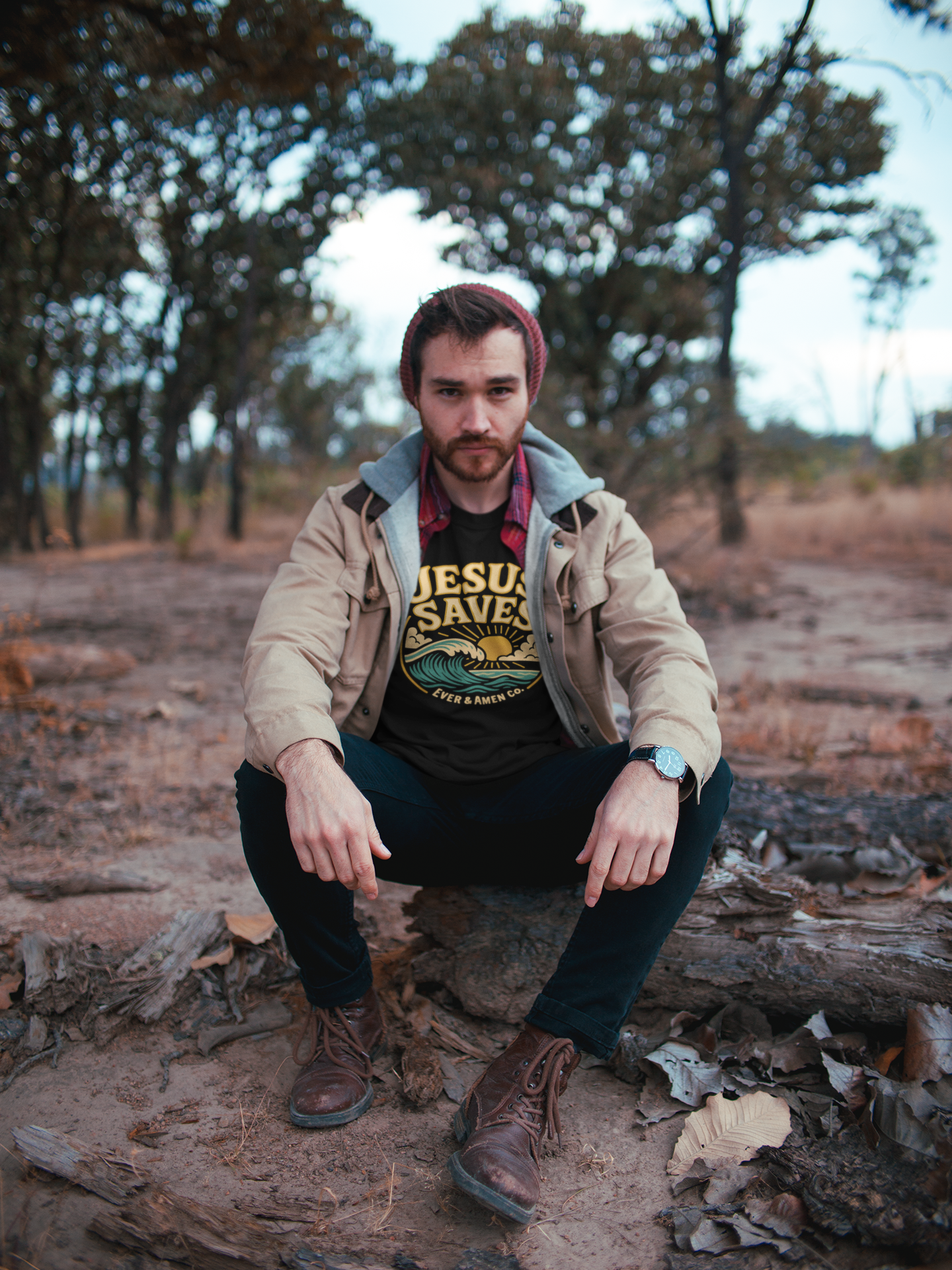 Jesus Saves unisex tee in soft cotton. Christian shirt by Ever & Amen Co