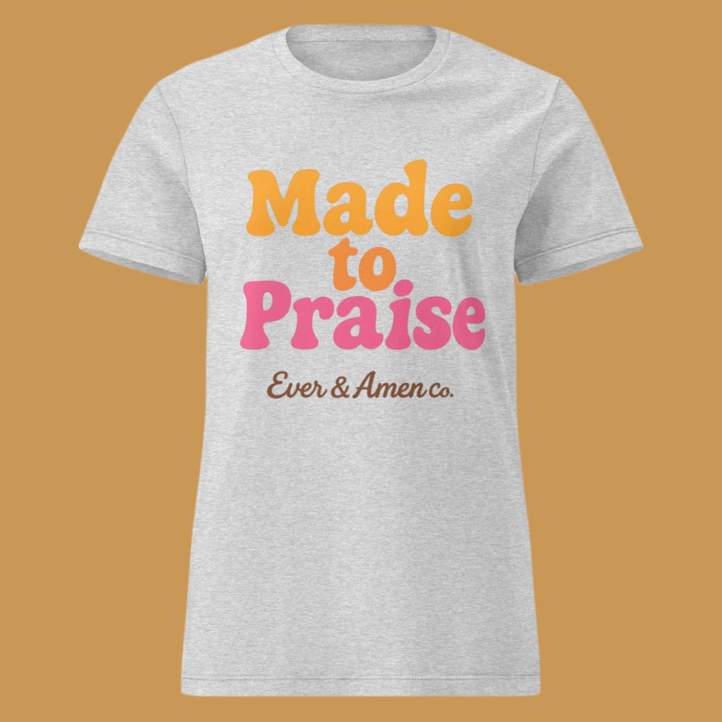 Women’s praise and worship shirt with “Made to Praise” text. Perfect for church or everyday wear.