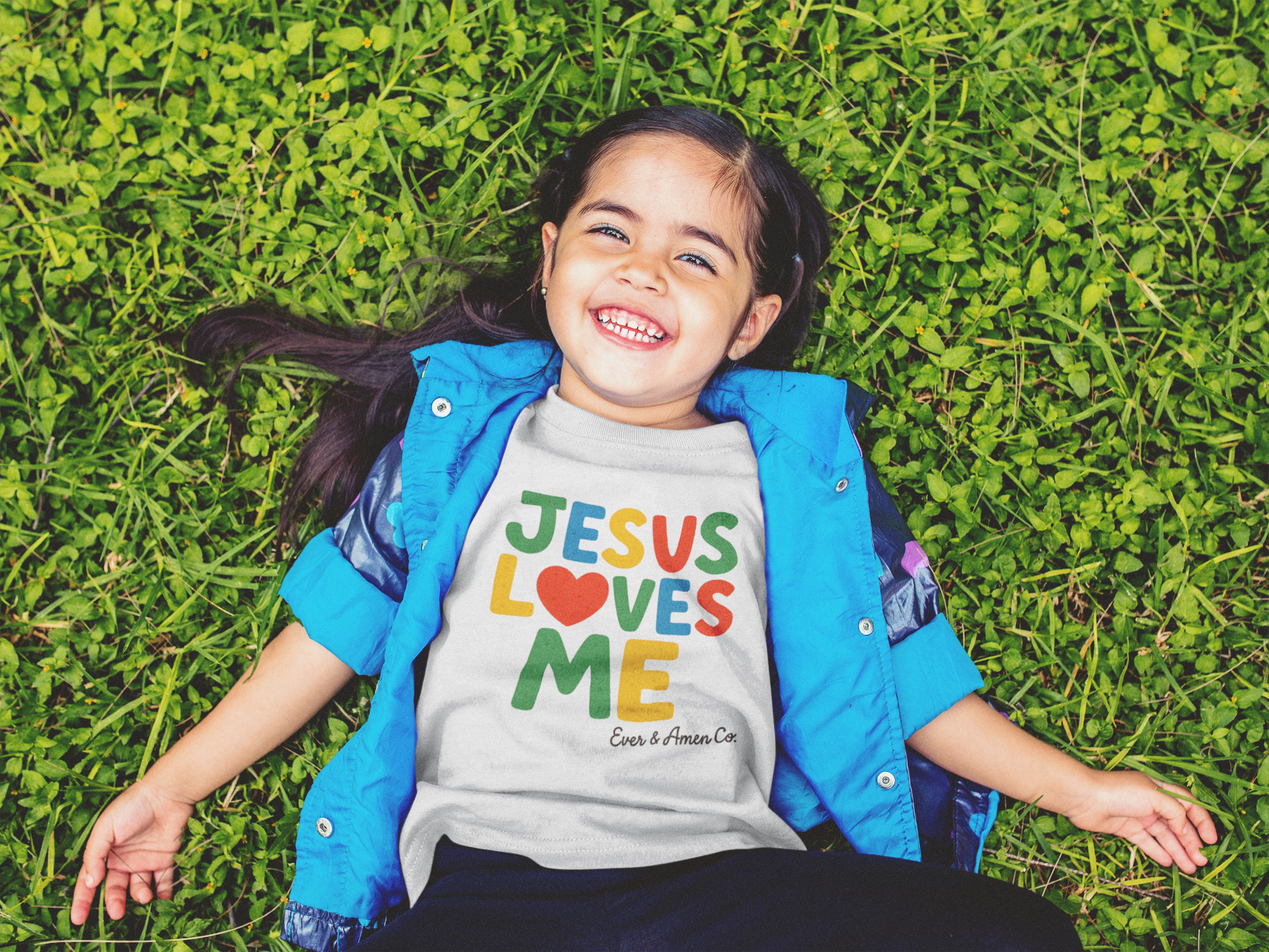 Jesus Loves Me kids tee in soft cotton, faith-based clothing for children
