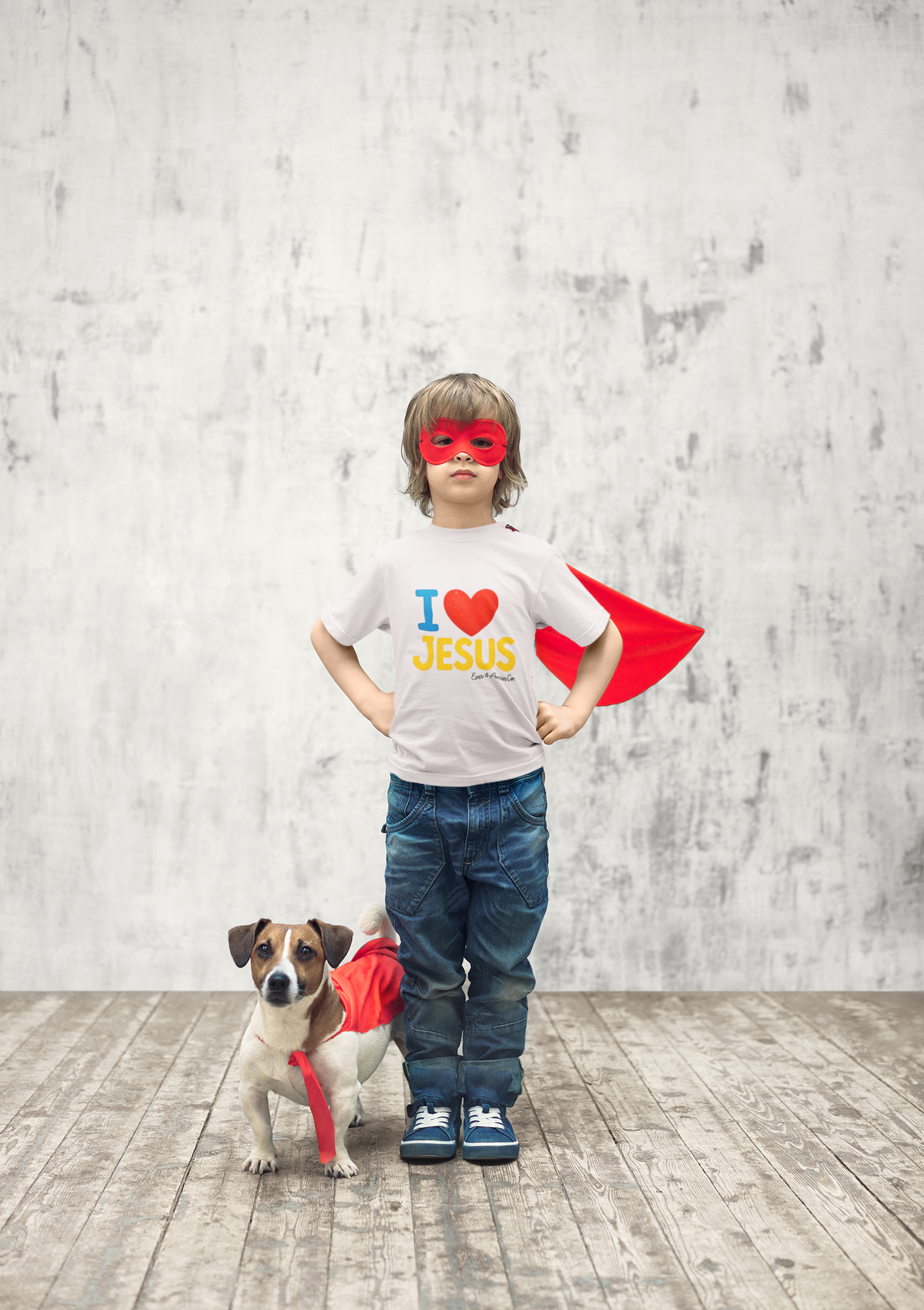Soft cotton Christian t-shirt for kids featuring I Love Jesus design, perfect for church and play

