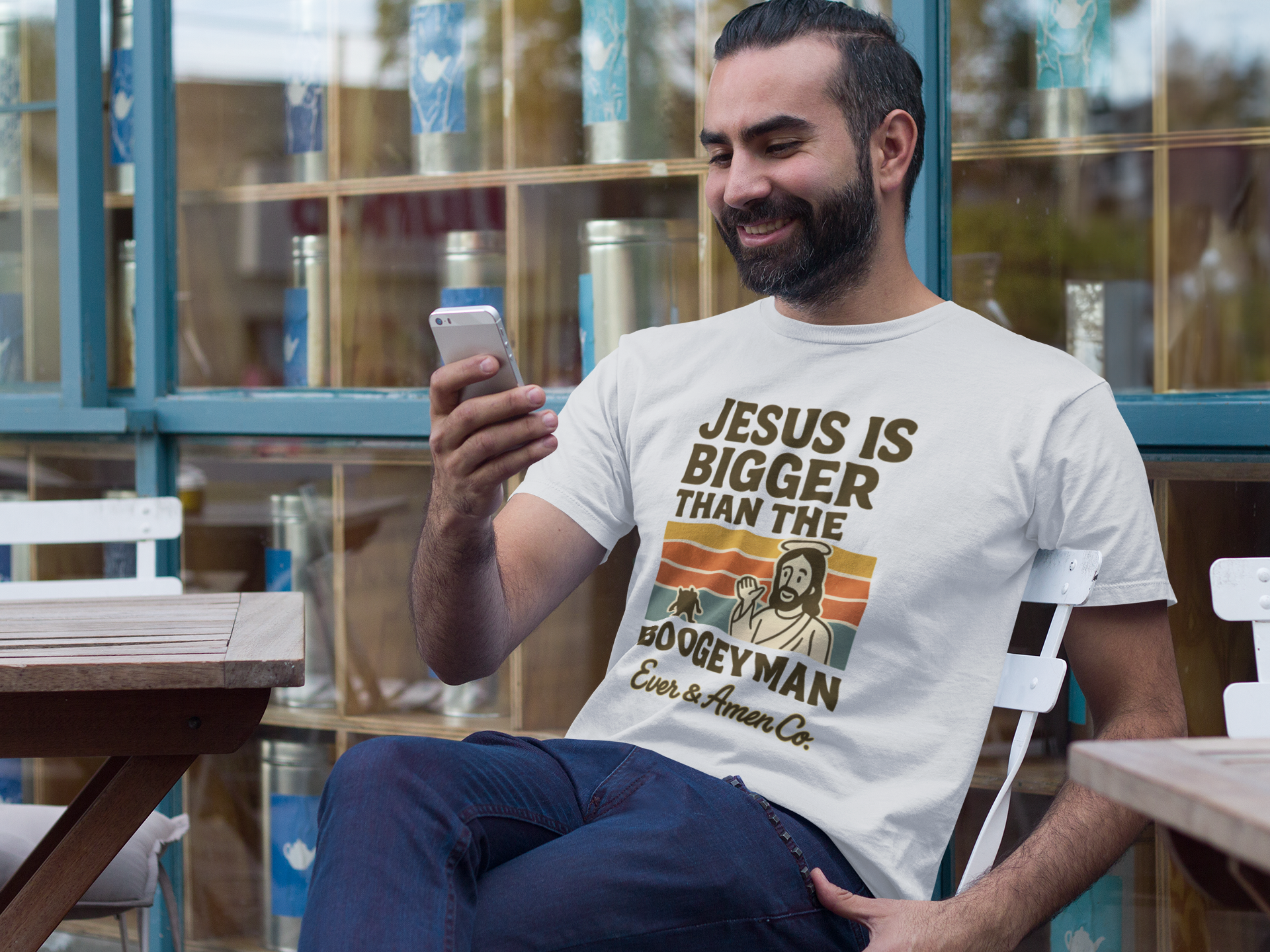  Bigger Than the Boogeyman” Christian Graphic Tee mens