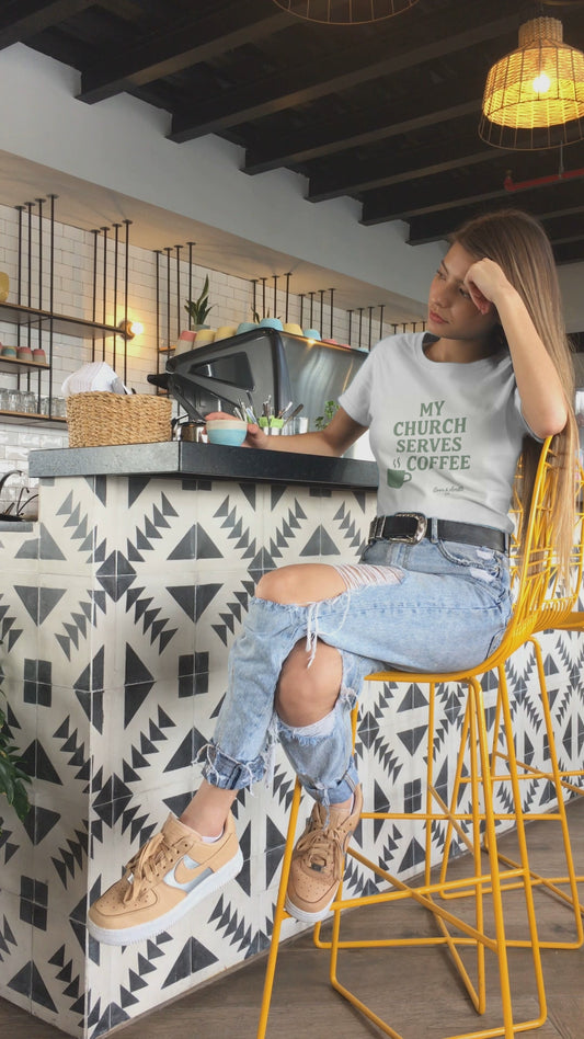 Women's "My Church Serves Coffee" Tee