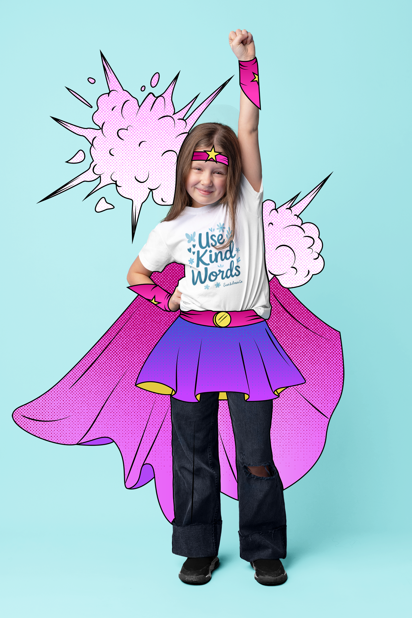 Girls "Use kind words Blue" Tee