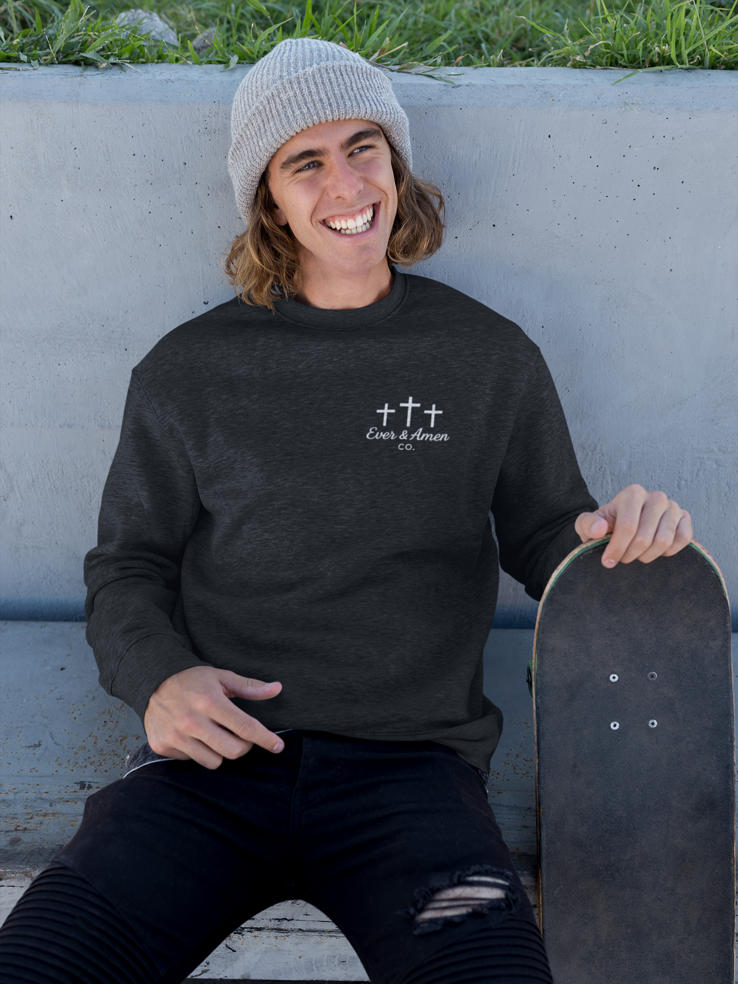 Unisex "Pocket Triple Cross" Premium Crew Neck Sweatshirt