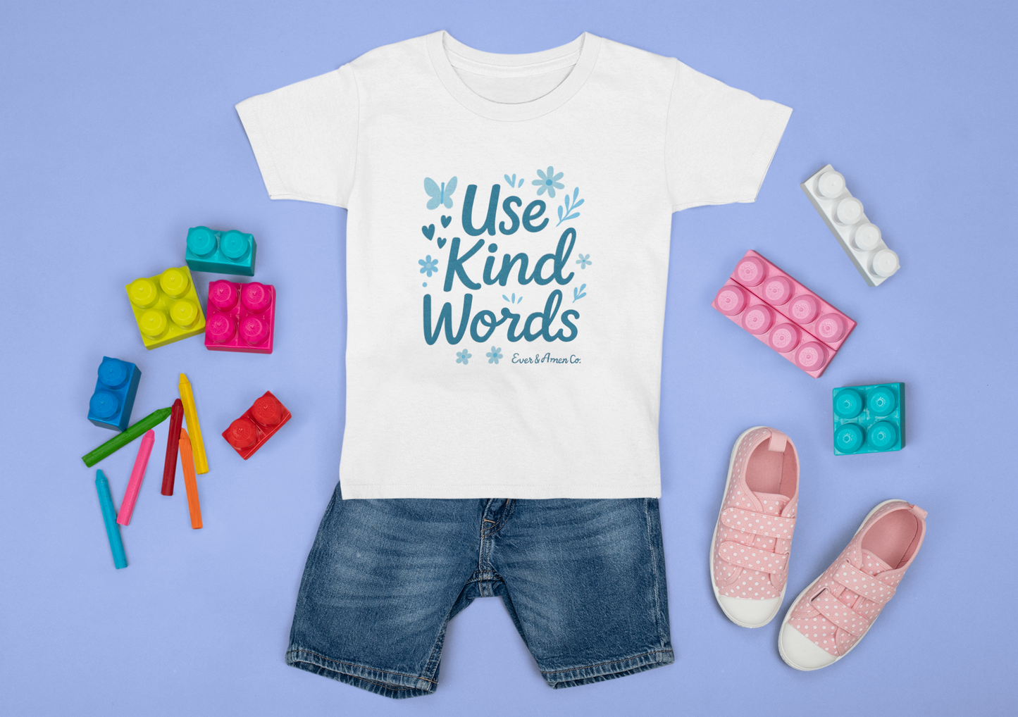 Girls "Use kind words Blue" Tee